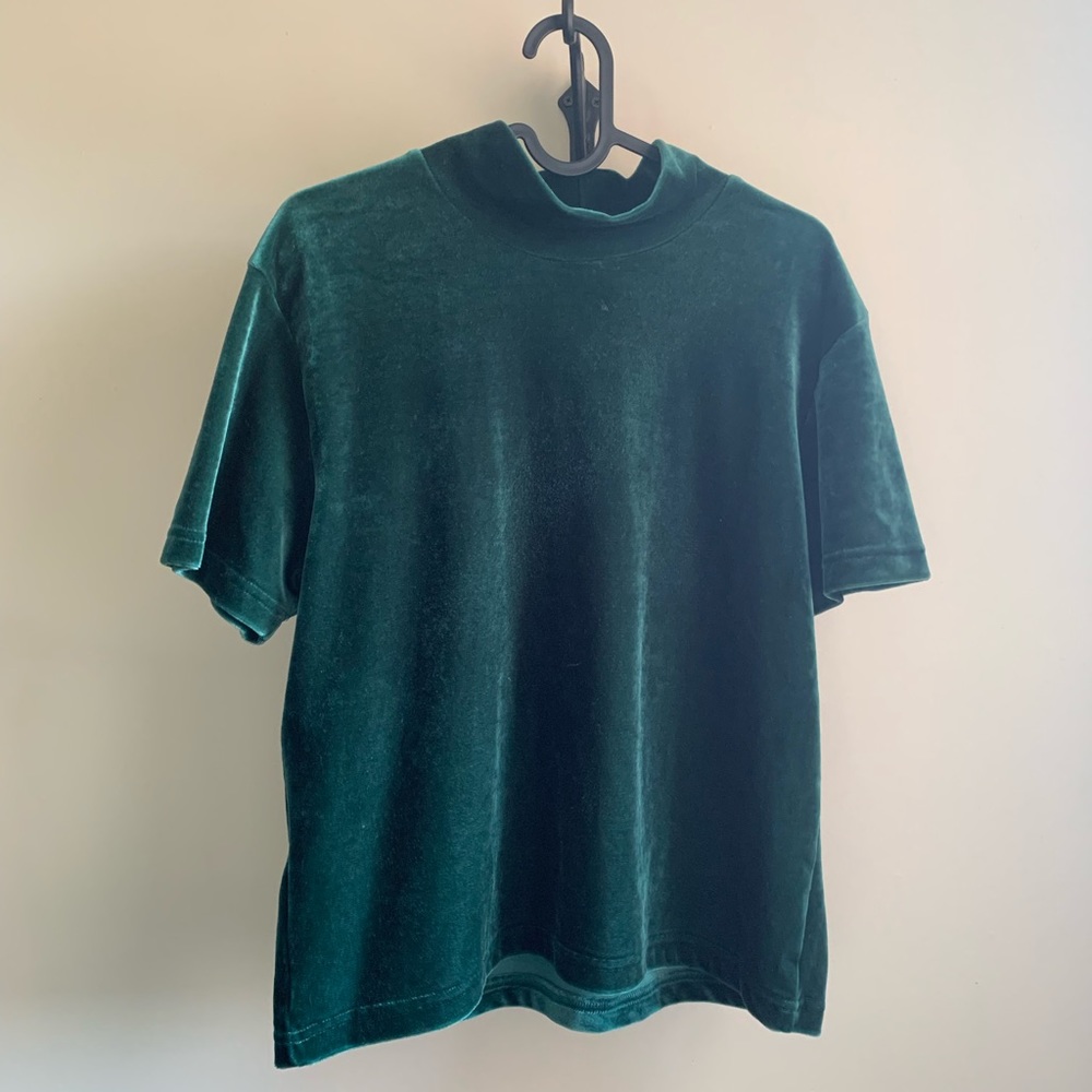 Velvet Mock Neck Forrest Green Top